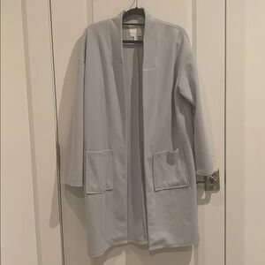 Leith Soft Blue Gray Open Front Duster Jacket